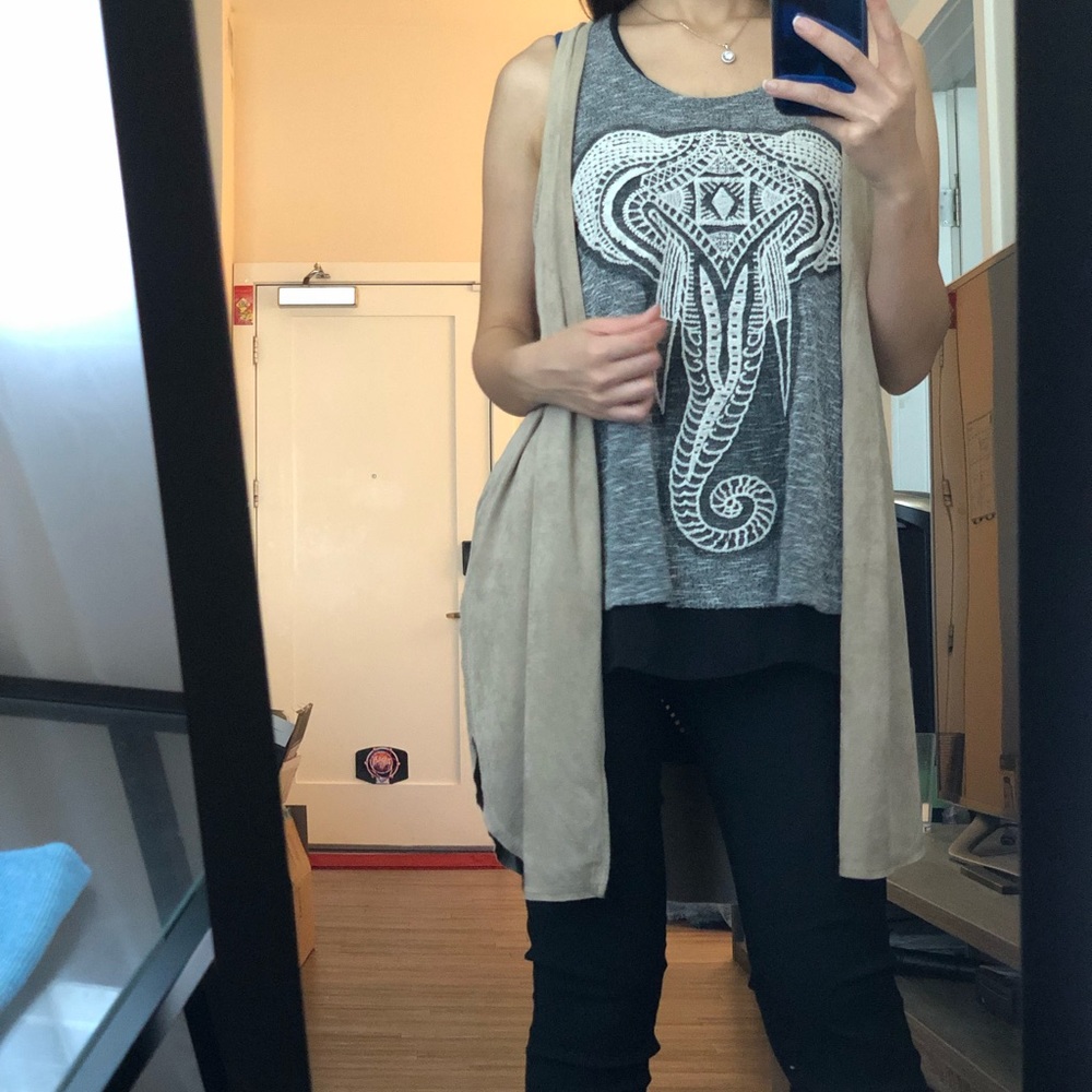 Suede Sleeveless Cardigan - image 3